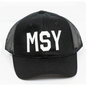 MSY Louis Armstrong New Orleans International Airport Black Aviate Truckers Cap